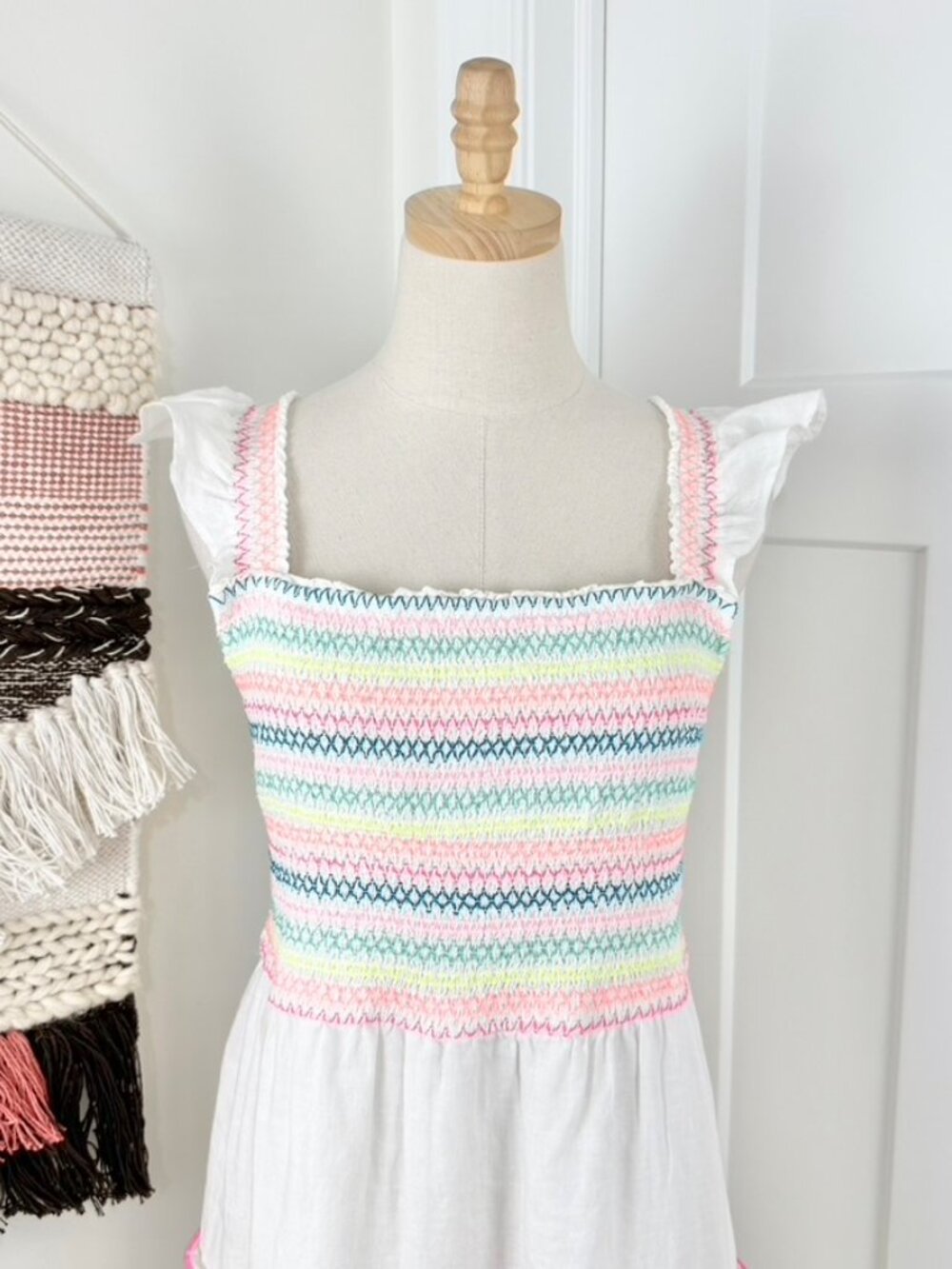 Vineyard Vines Flutter Sleeve Smocked Tiered Linen Midi Dress White Sz XL - Picture 3 of 9